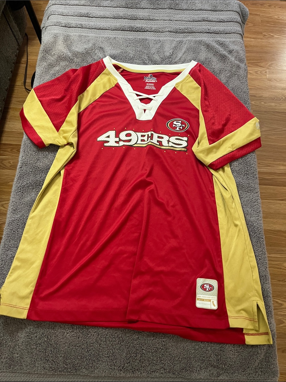 Majestic Girls Red & Gold 49ers Lace-Up Jersey